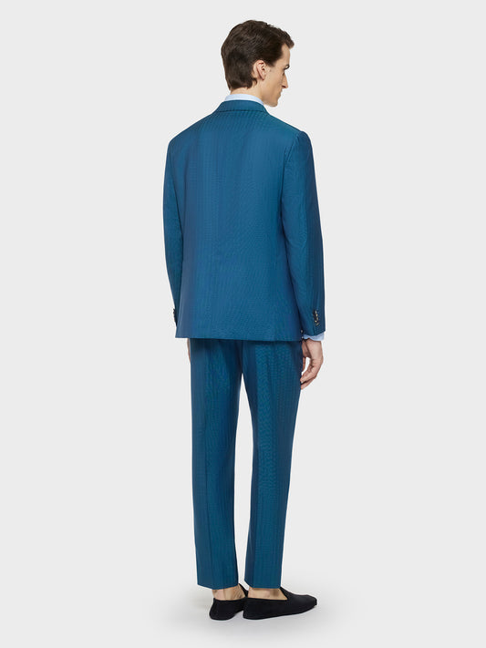 Caruso Menswear Abbigliamento Uomo Abiti Abito norma doppiopetto in lana e seta ottanio look 3