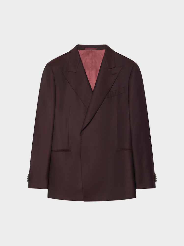 Caruso Menswear Abbigliamento Uomo Giacche Giacca norma doppiopetto in lana e seta bordeaux scuro look 2