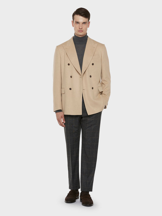 Caruso Menswear Abbigliamento Uomo Giacche Giacca norma doppiopetto in cammello beige look 1