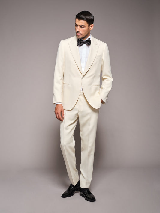 Norma single-breasted jacket in white Barathea wool