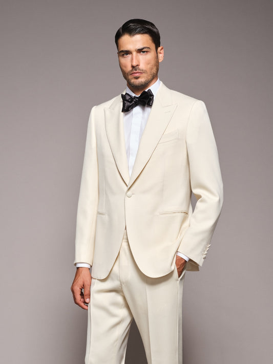Norma single-breasted jacket in white Barathea wool