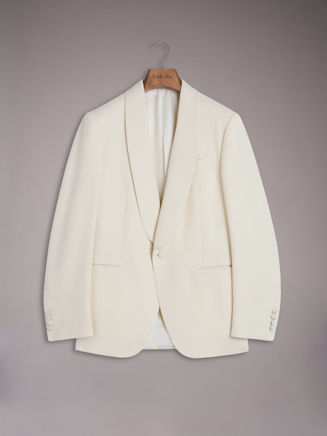 Norma jacket with shawl lapel in white Barathea wool