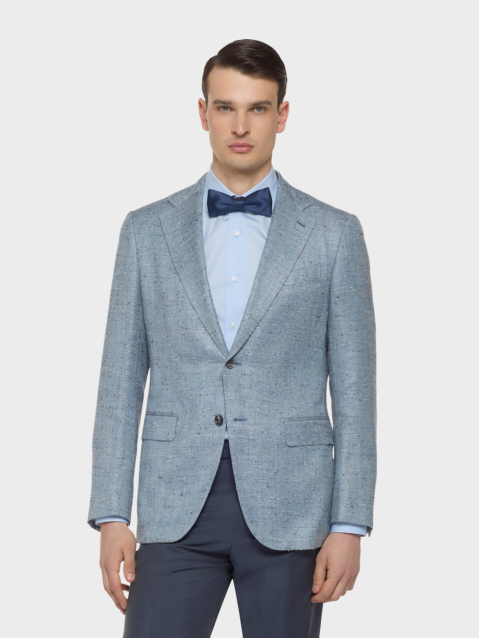 Caruso Menswear Abbigliamento Uomo Giacche Giacca norma in seta lino lana blu look 3