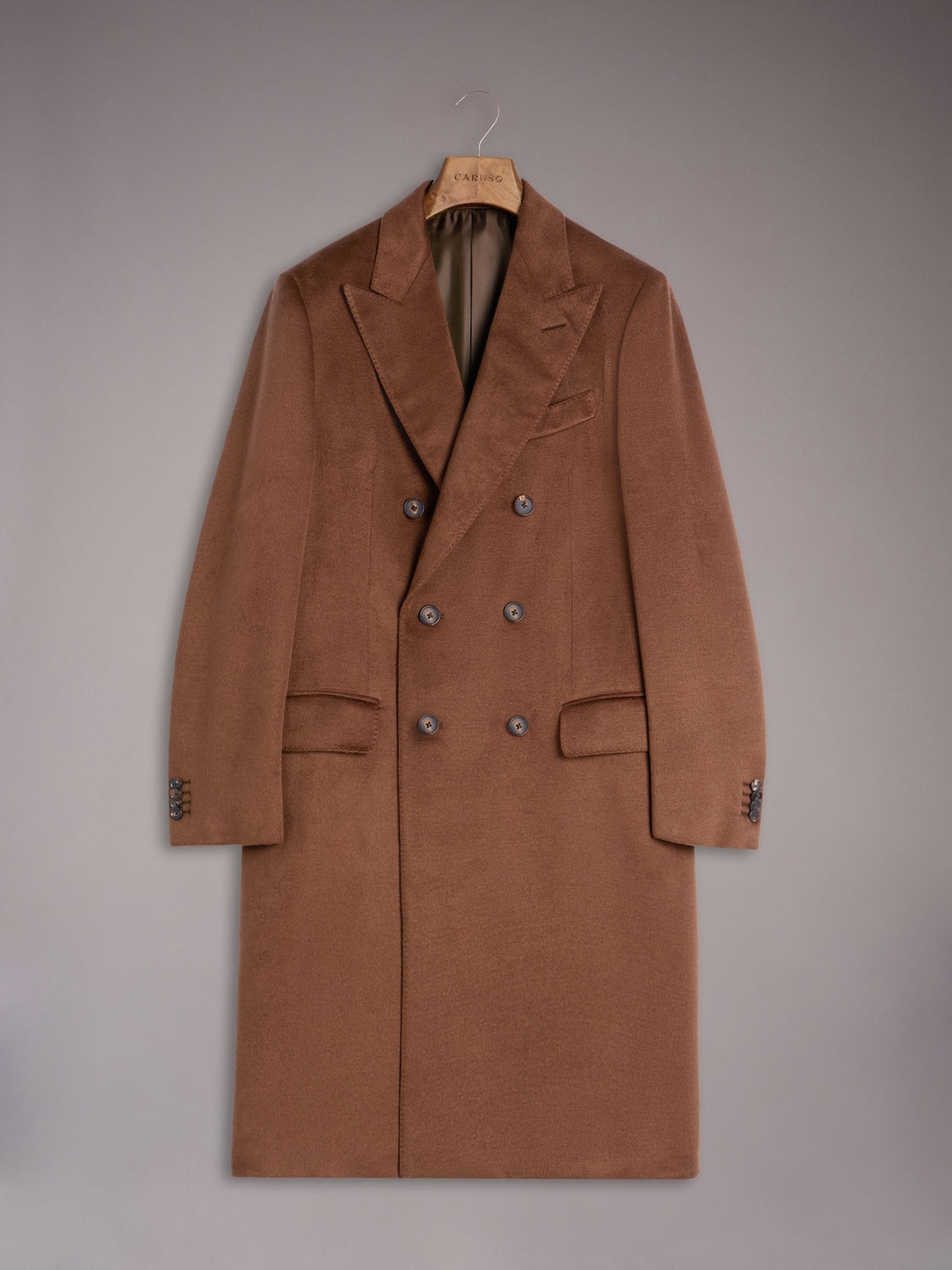 Norma double-breasted coat in brown silk