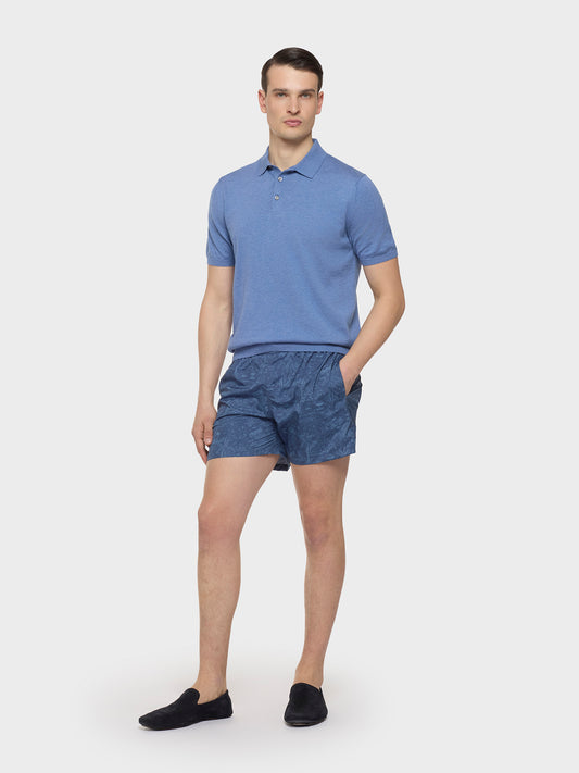 Polo a maniche corte in cotone blu