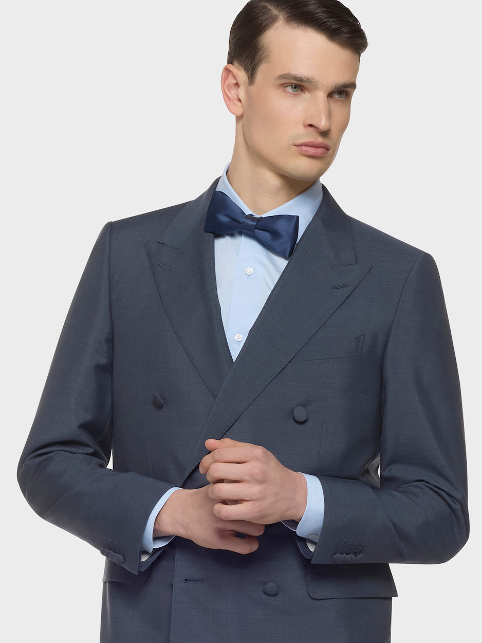 Caruso Menswear Abbigliamento Uomo Abiti Abito macbeth doppiopetto in mohair lana seta blu look 5
