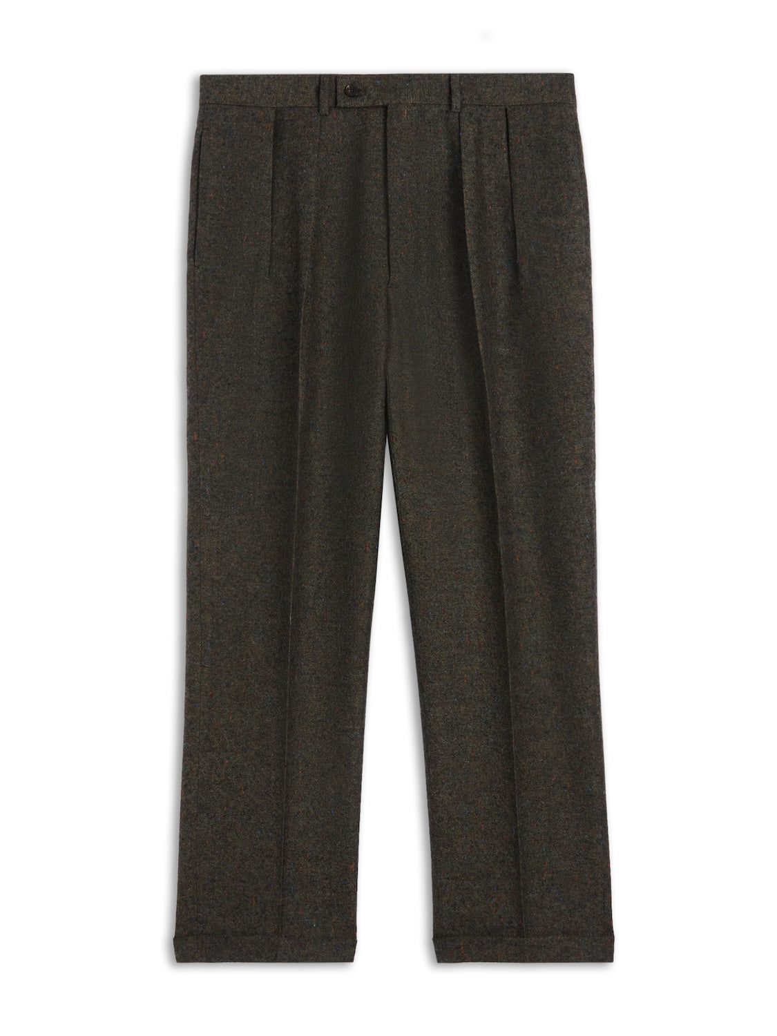 High-waisted trousers in green wool