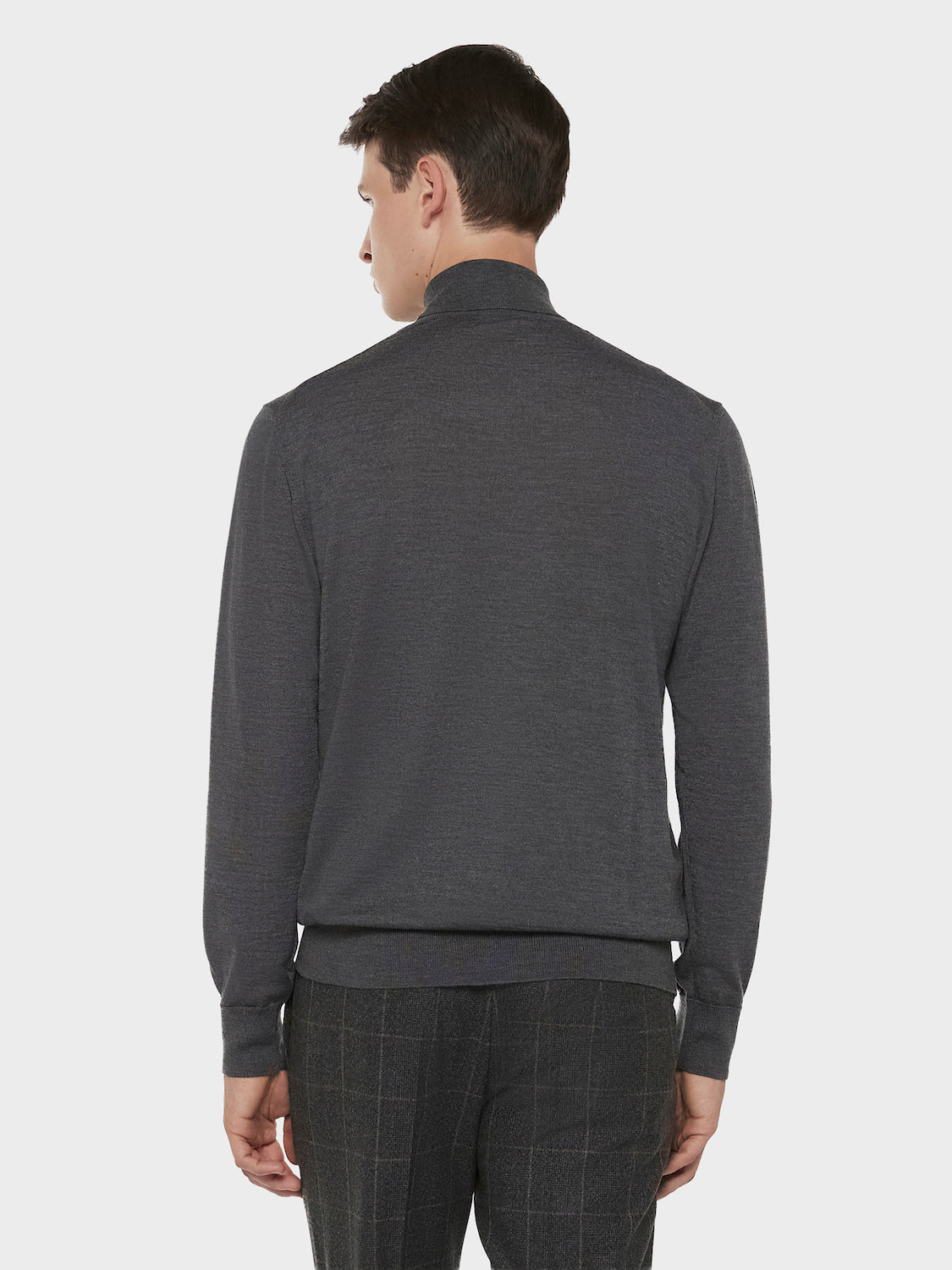 Caruso Menswear Abbigliamento Uomo Maglieria Dolcevita in lana, seta e cashmere grigio look 4