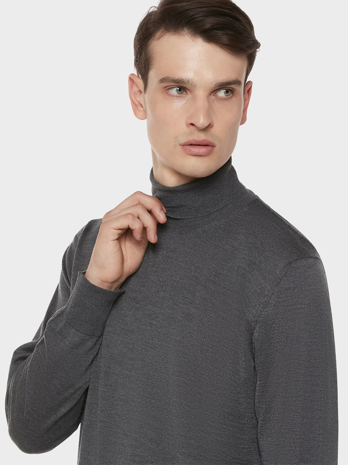 Caruso Menswear Abbigliamento Uomo Maglieria Dolcevita in lana, seta e cashmere grigio look 5