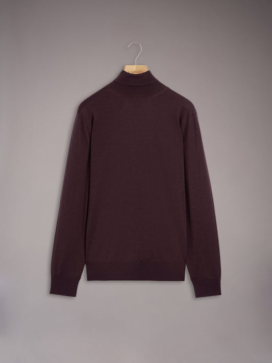 Dolcevita in lana, seta e cashmere bordeaux