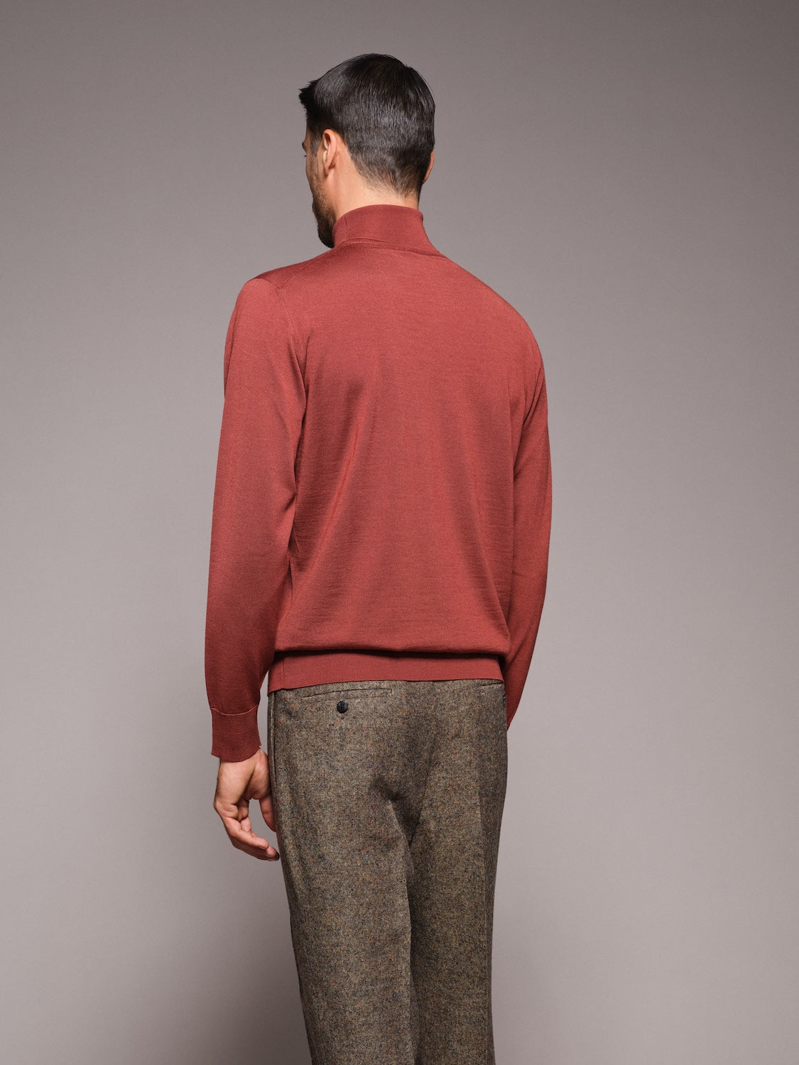 Turtleneck in red wool, silk and cashmere