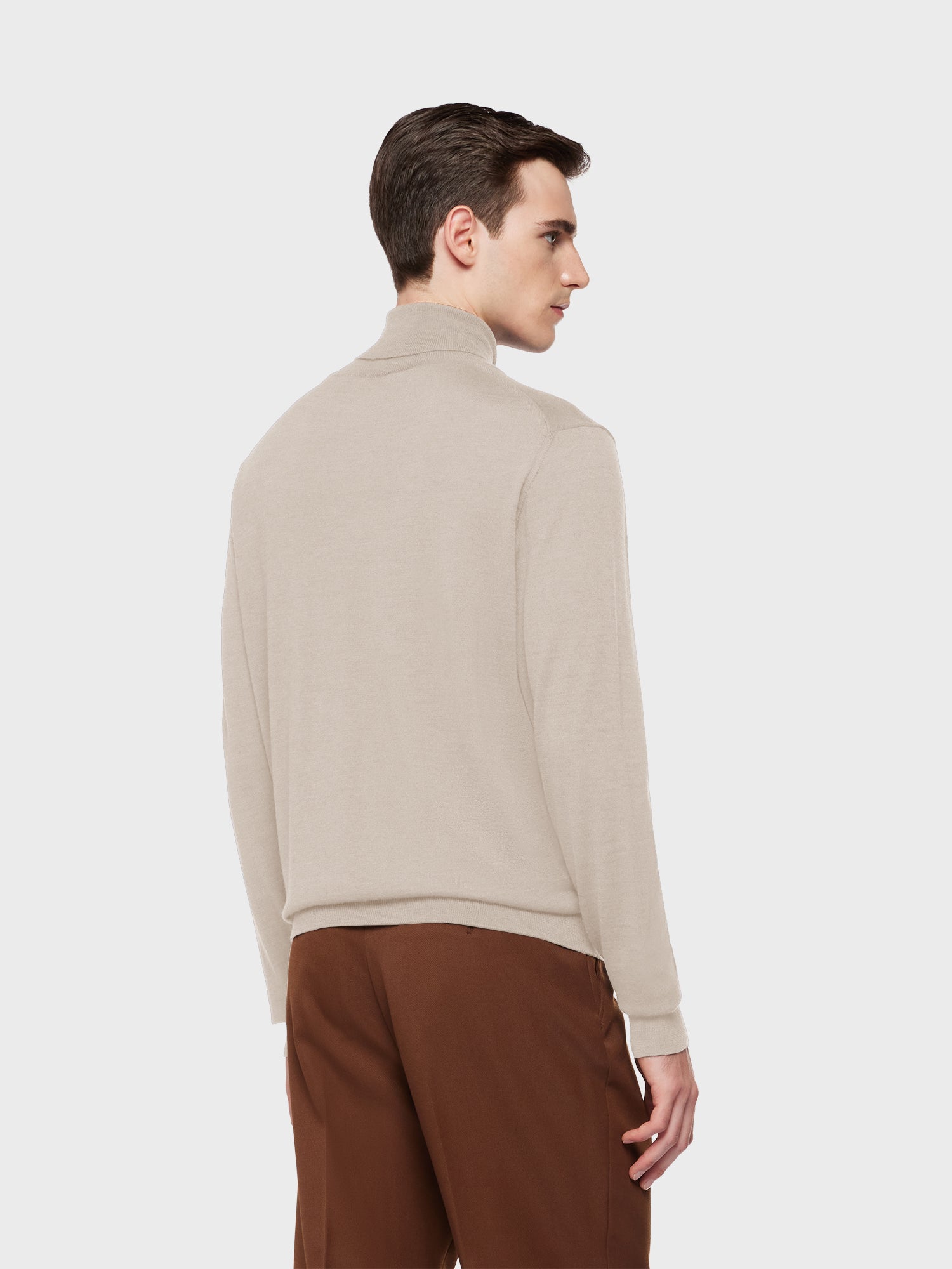 Caruso Menswear Abbigliamento Uomo Maglieria Dolcevita in lana, seta e cashmere beige look 4