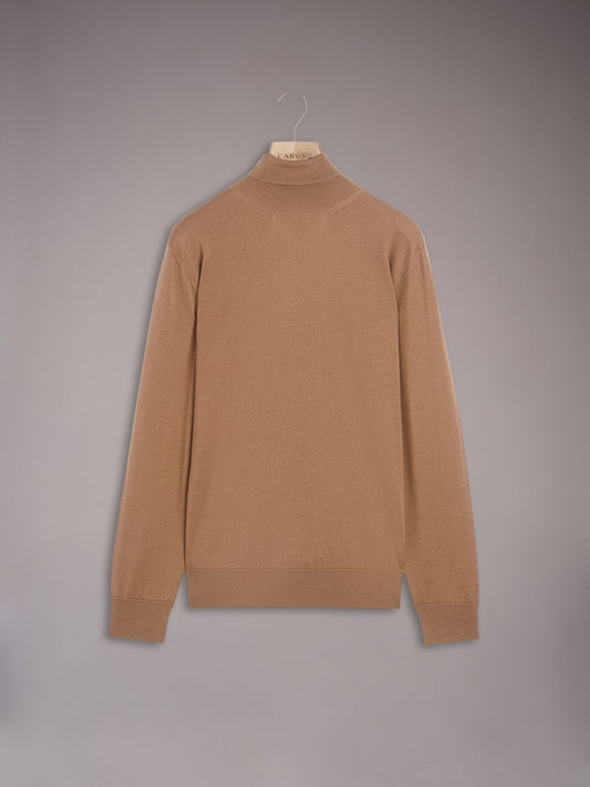 Dolcevita in lana, seta e cashmere beige