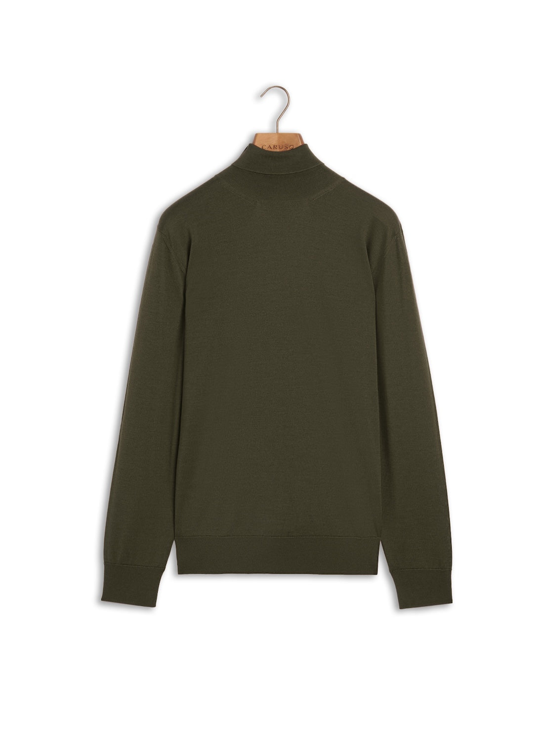 Turtleneck in green wool, silk and cashmere