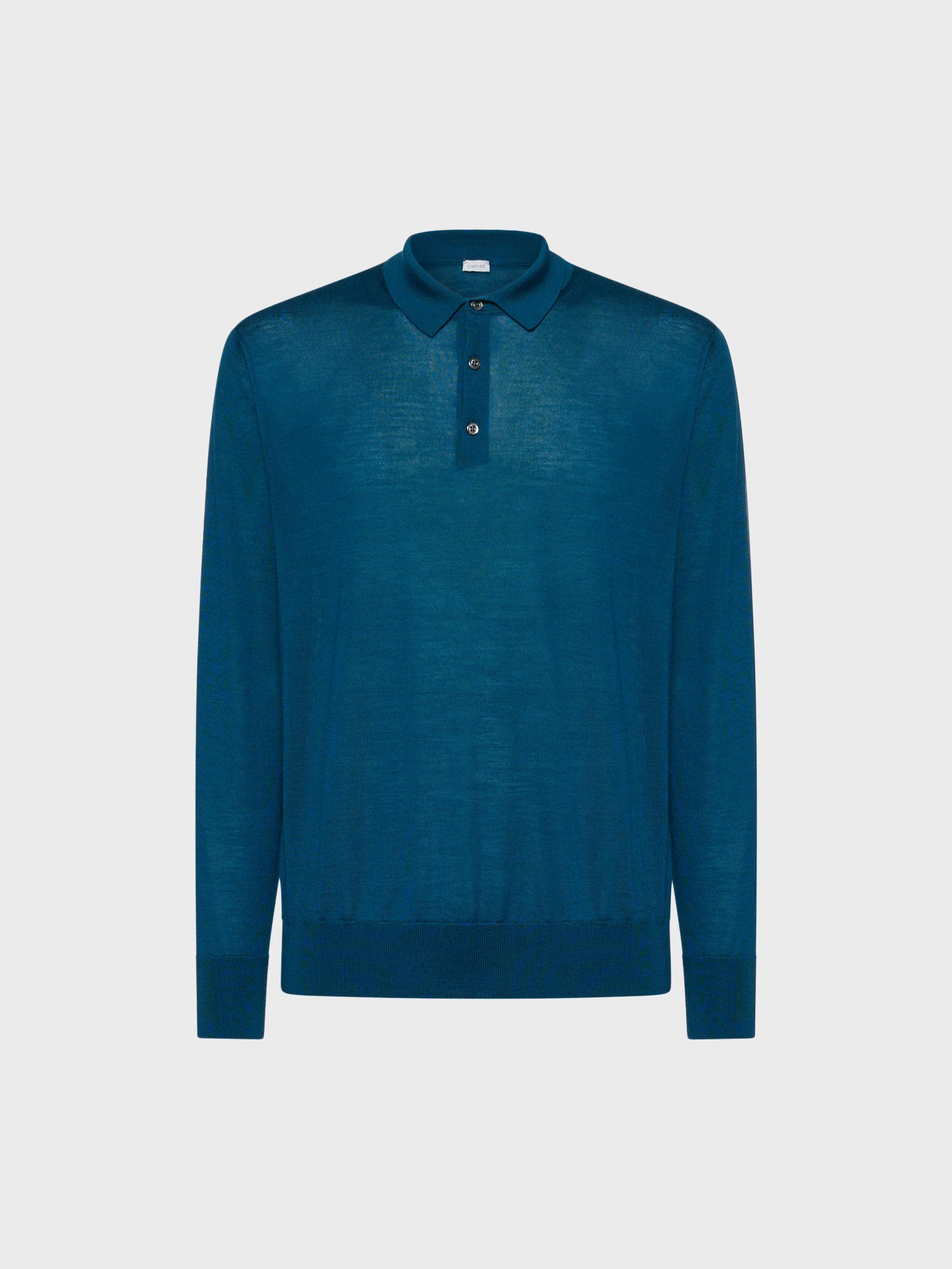 Caruso Menswear Abbigliamento Uomo Polo a maniche lunghe in lana, seta e cashmere blu petrolio still
