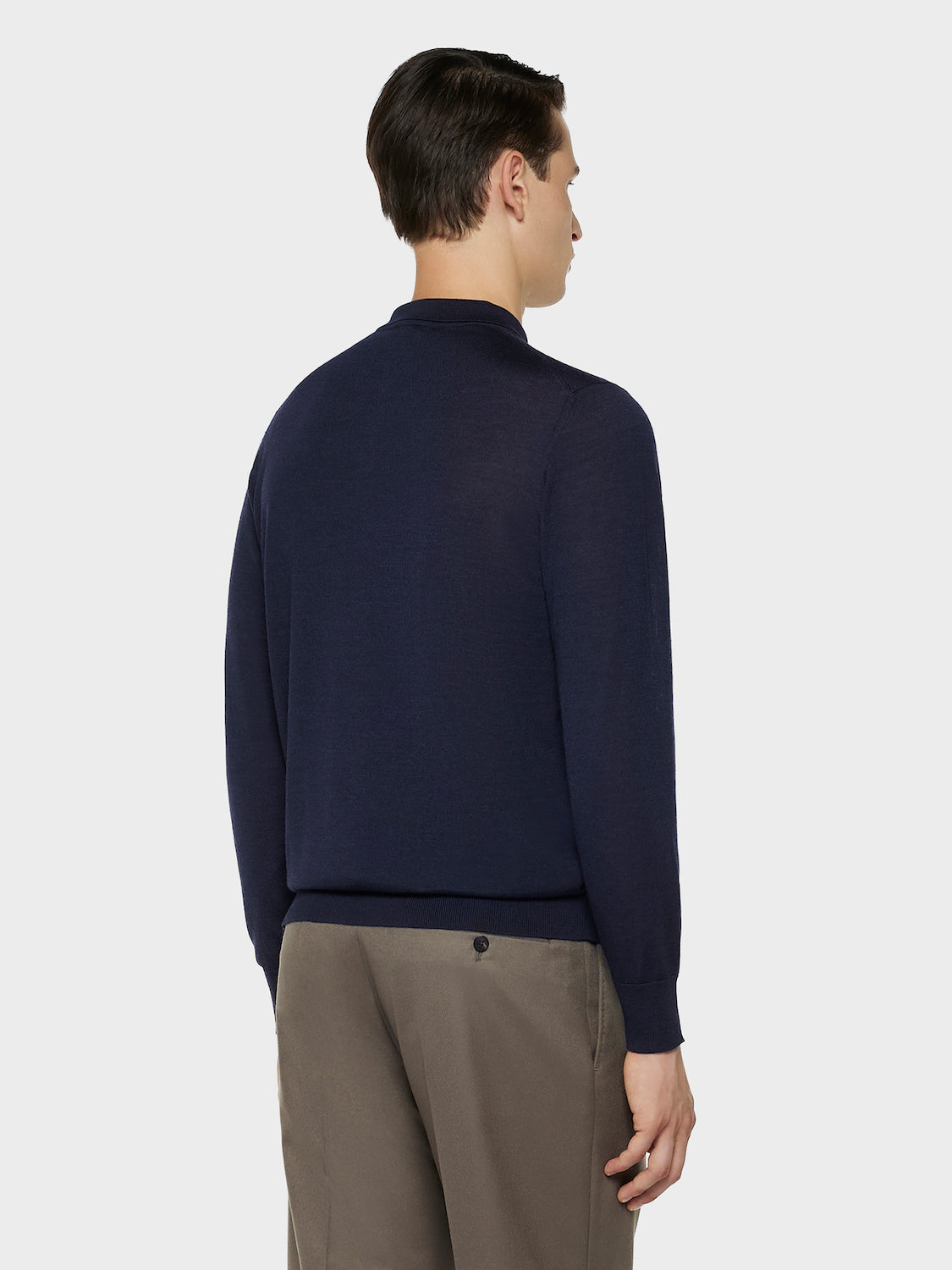 Caruso Menswear Abbigliamento Uomo Maglieria Polo a manica lunga in lana, seta e cashmere blu look 4