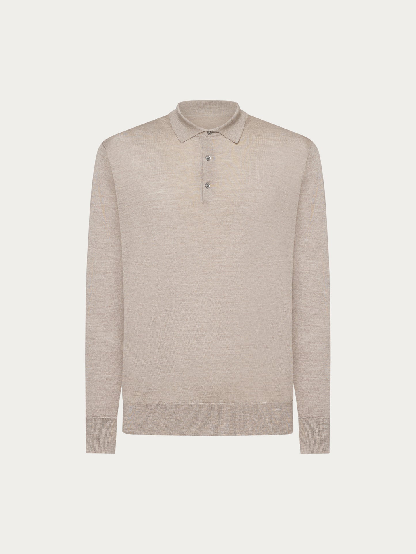 Caruso Menswear Abbigliamento Uomo Polo a maniche lunghe in lana, seta e cashmere beige still