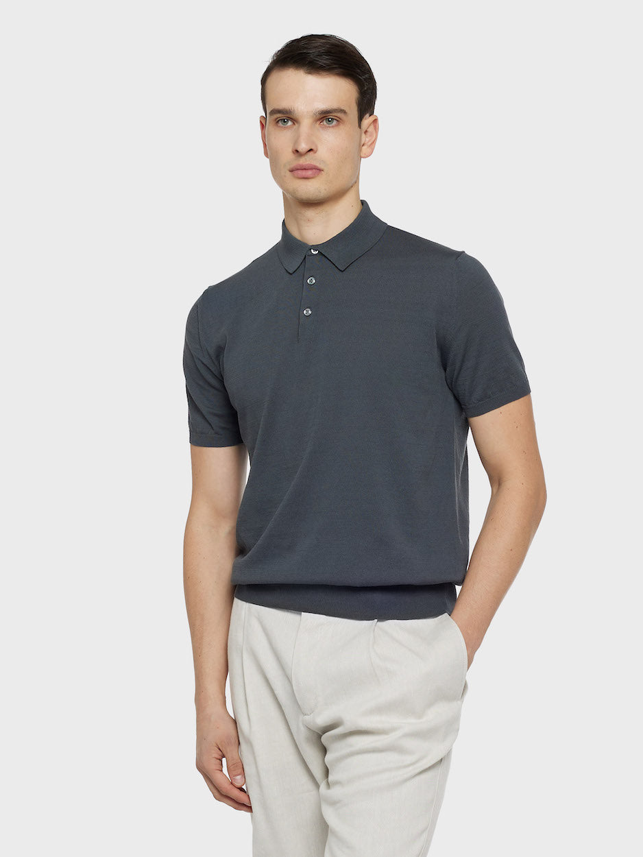 Caruso Menswear Abbigliamento Uomo Polo Polo in cotone grigio antracite look 3