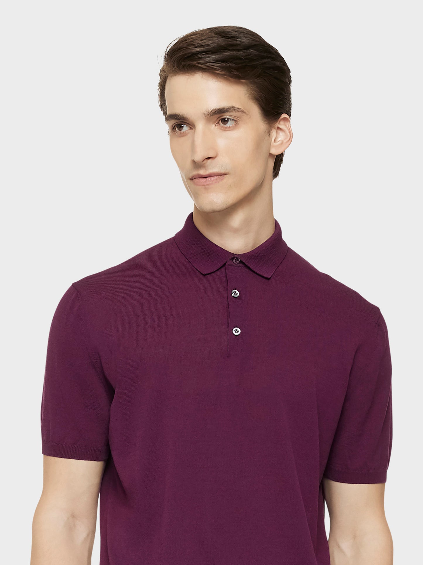 Caruso Menswear Abbigliamento Uomo Polo Polo manica corta in cotone color prugna look 5