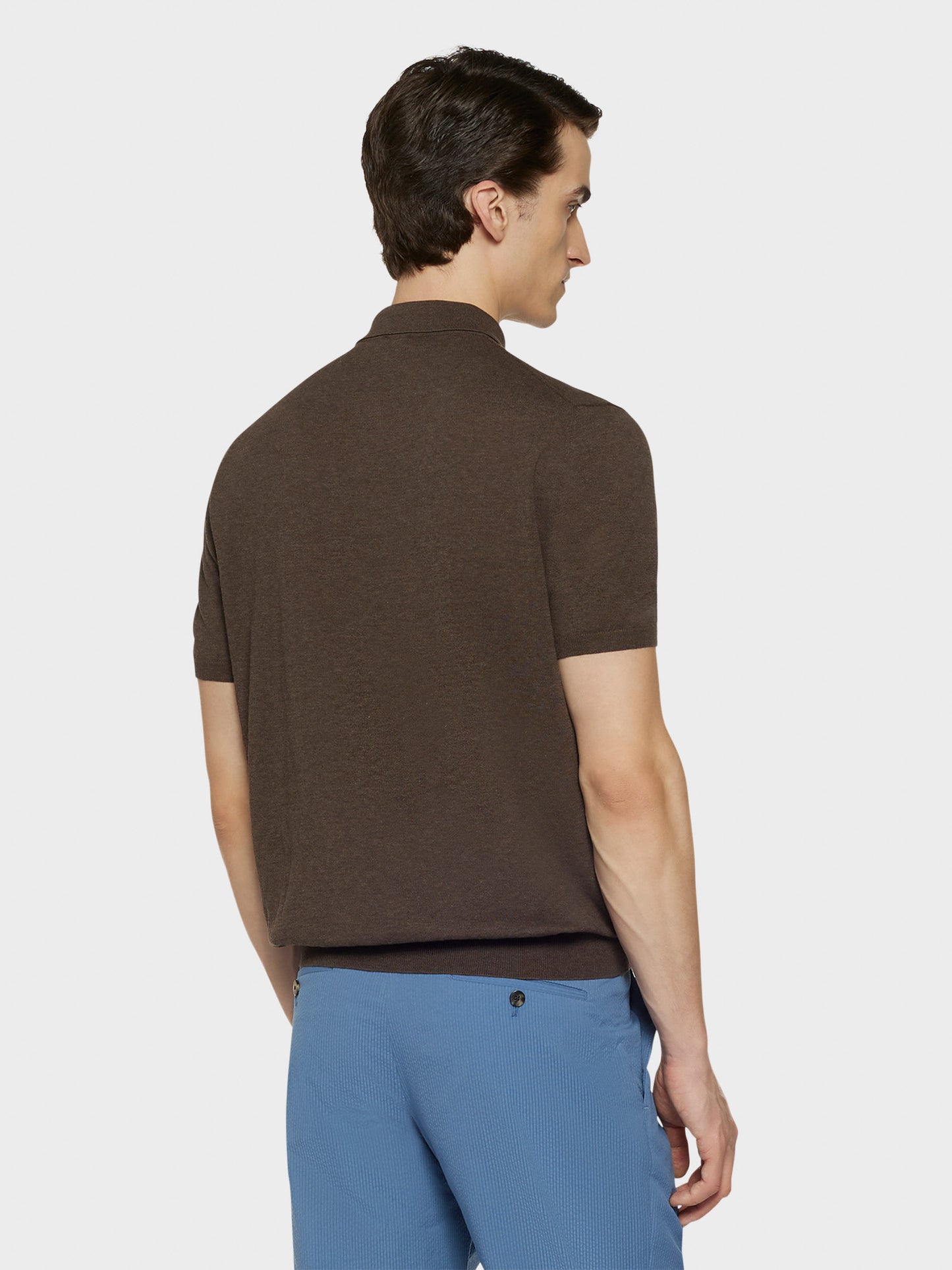 Caruso Menswear Abbigliamento Uomo Maglieria Polo a maniche corte in cotone marrone look 4
