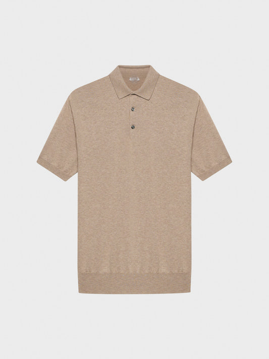 Caruso Menswear Abbigliamento Uomo Polo Polo a maniche corte in cotone sabbia look 1