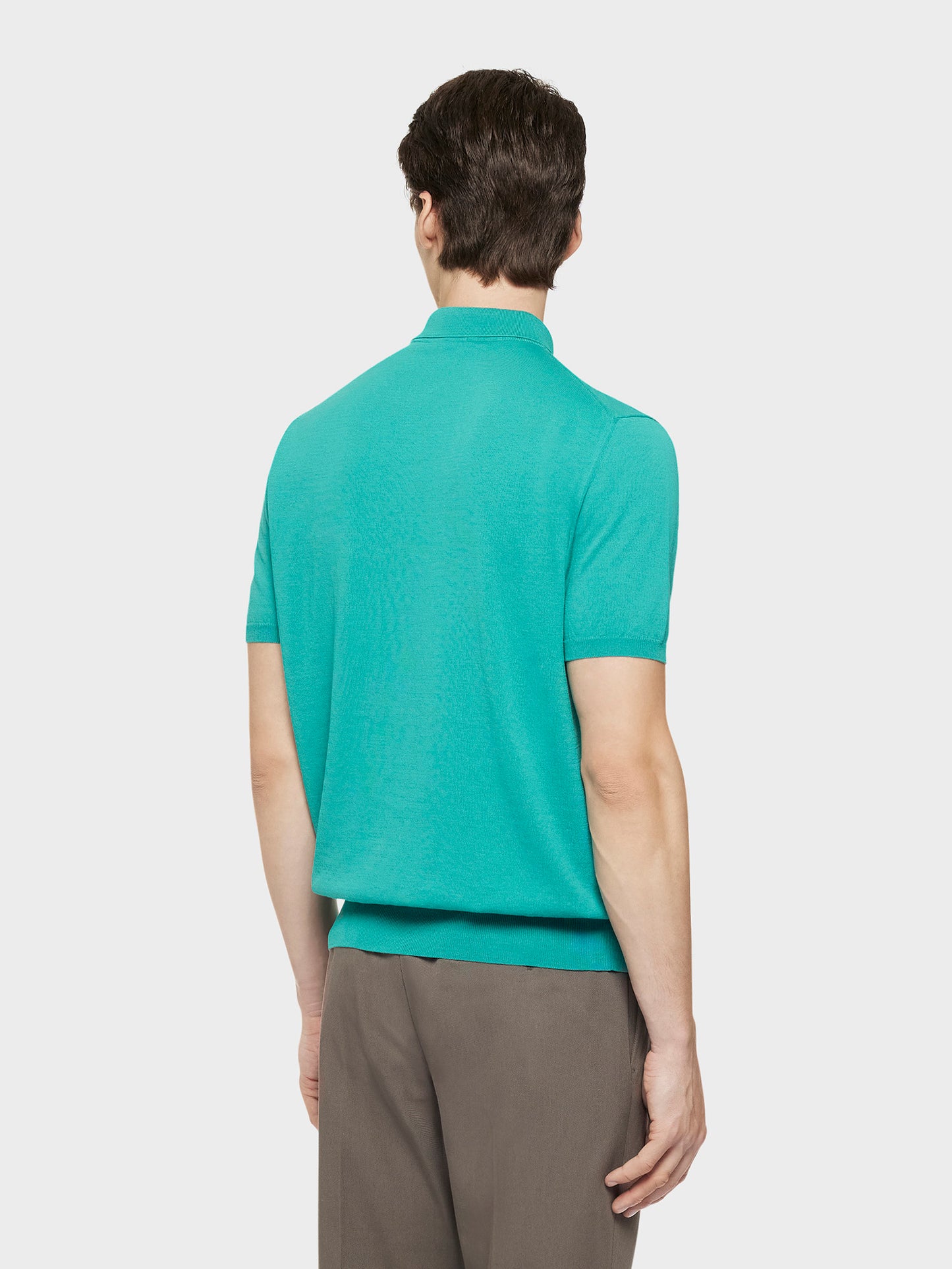 Caruso Menswear Abbigliamento Uomo Maglieria Polo a maniche corte in cotone verde smeraldo look 4