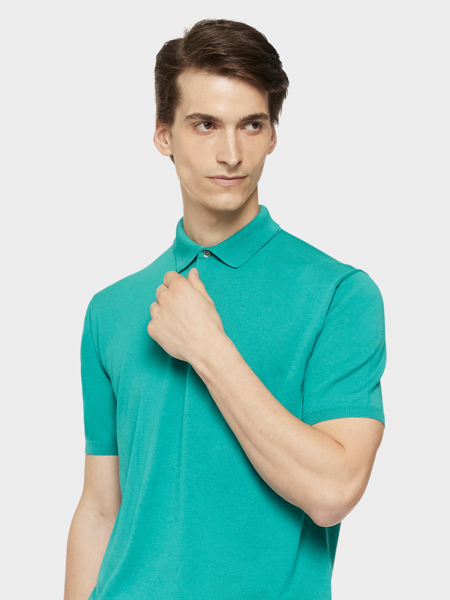 Caruso Menswear Abbigliamento Uomo Maglieria Polo a maniche corte in cotone verde smeraldo look 5