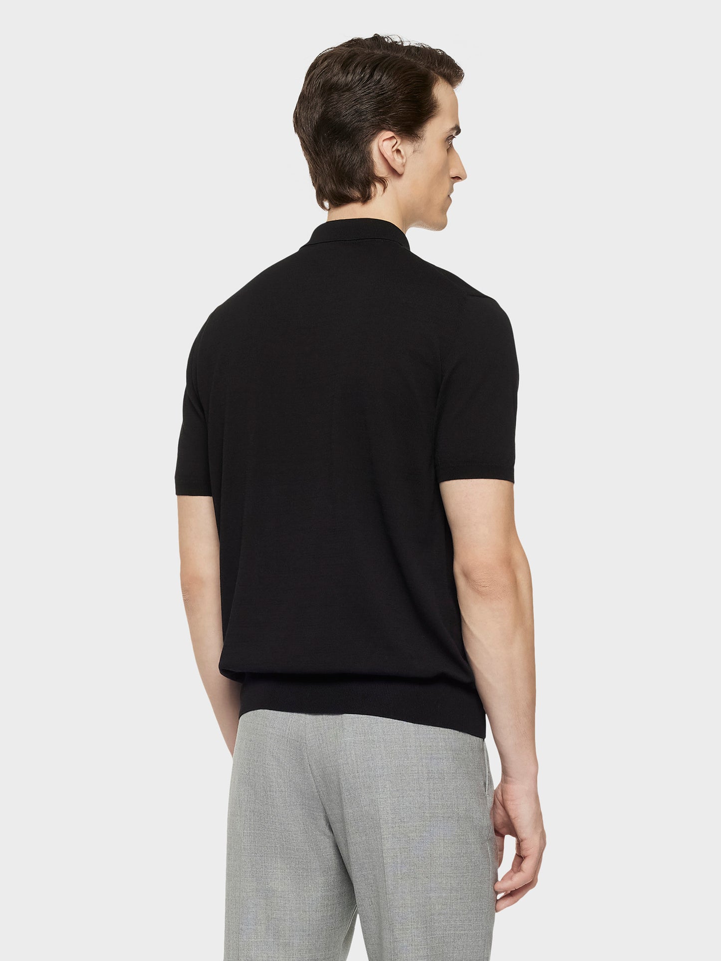 Caruso Menswear Abbigliamento Uomo Maglieria Polo a maniche corte in cotone nera look 4