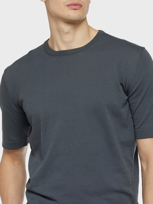 Caruso Menswear Abbigliamento Uomo Maglie Maglia a maniche corte in cotone grigio antracite look 5
