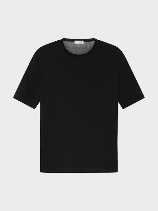 Caruso Menswear Abbigliamento Uomo Maglieria Maglia a maniche corte in cotone nera look 2