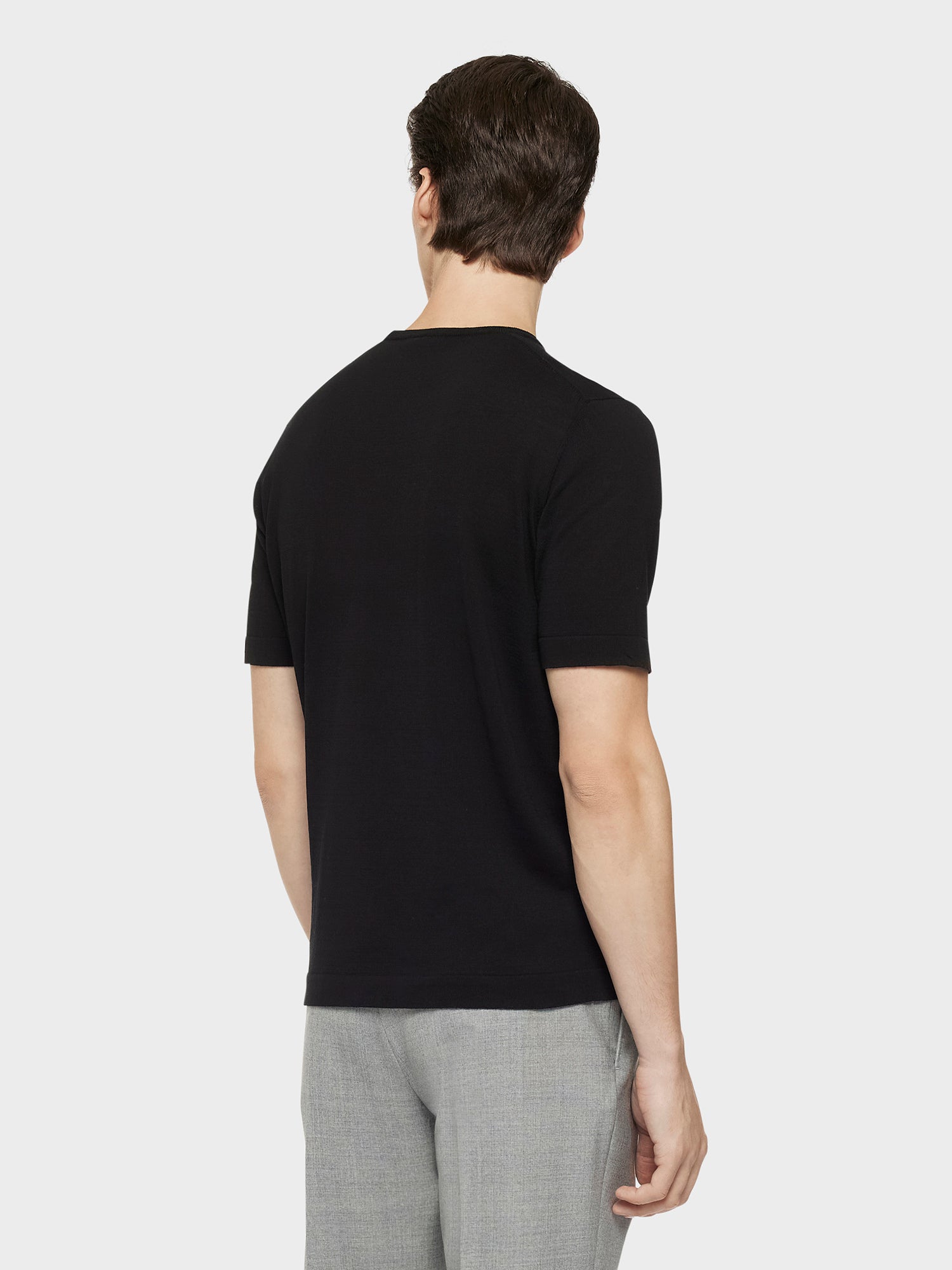 Caruso Menswear Abbigliamento Uomo Maglieria Maglia a maniche corte in cotone nera look 4