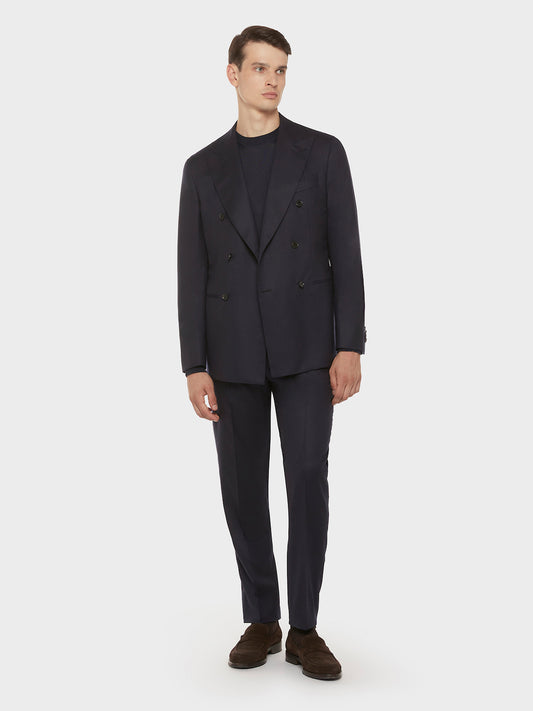 Caruso Menswear Abbigliamento Uomo Maglieria Maglia girocollo in lana, seta e cashmere blu look 3