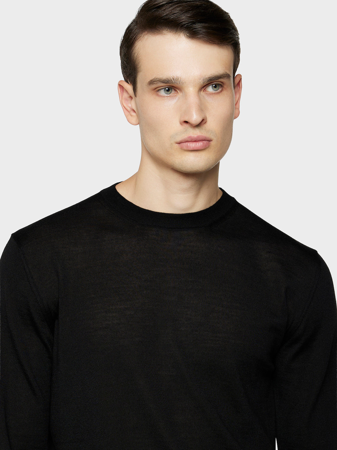 Caruso Menswear Abbigliamento Uomo Maglieria Maglia girocollo in lana, seta e cashmere nero look 5