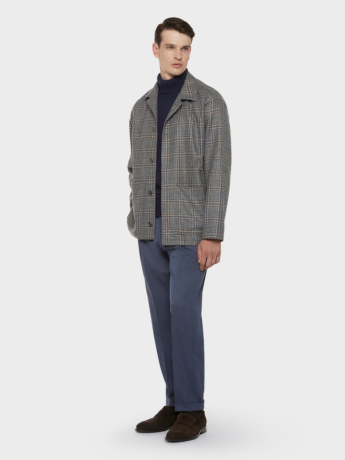 Caruso Menswear Abbigliamento Uomo Maglieria Dolcevita in lana babywool blu look 3