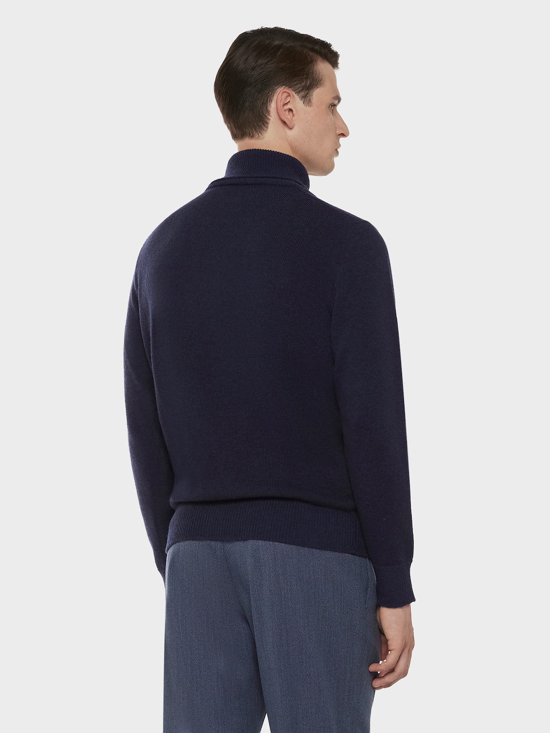 Caruso Menswear Abbigliamento Uomo Maglieria Dolcevita in lana babywool blu look 4