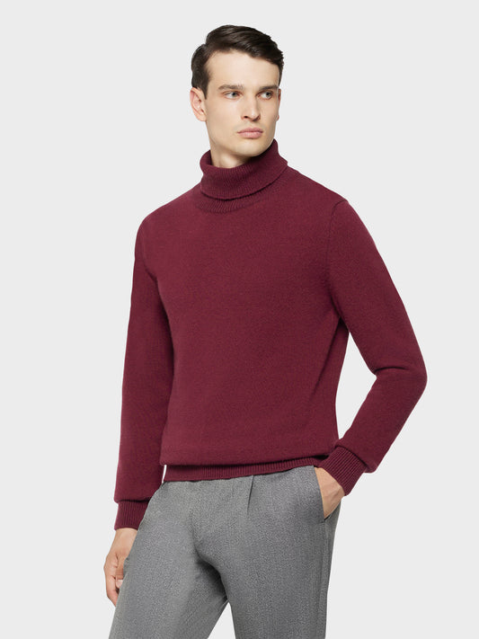 Caruso Menswear Abbigliamento Uomo Maglieria Dolcevita in lana babywool rosa look 1