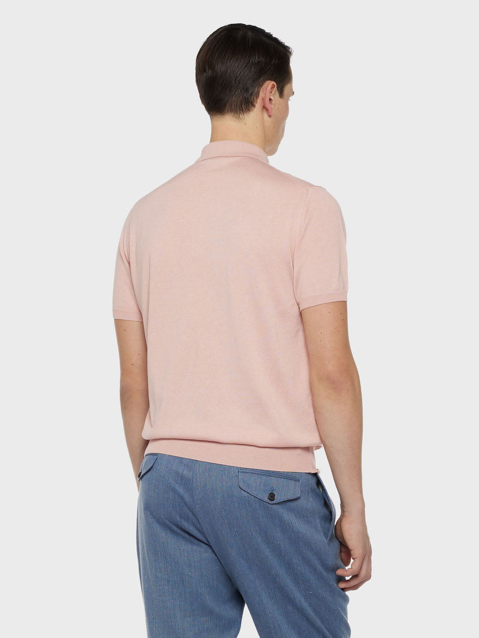 Caruso Menswear Abbigliamento Uomo Polo Polo a maniche corte in cotone rosa look 4