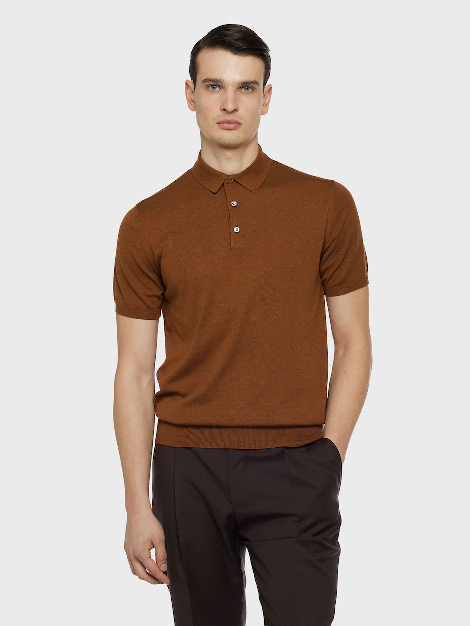 Caruso Menswear Abbigliamento Uomo Polo Polo a maniche corte in cotone beige look 3