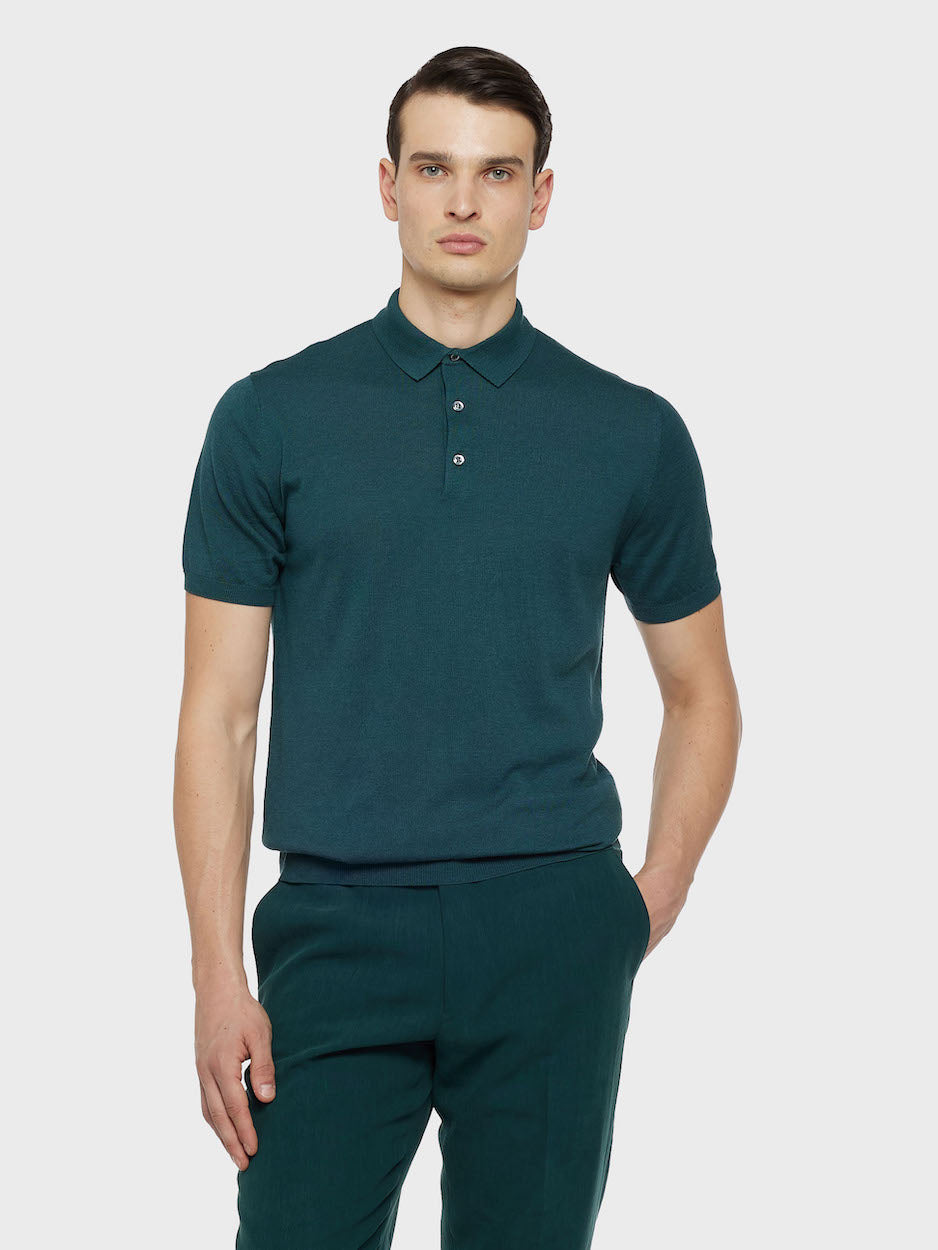 Caruso Menswear Abbigliamento Uomo Polo Polo a maniche corte in cotone verde look 3