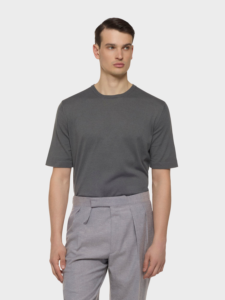 Caruso Menswear Abbigliamento Uomo T-shirt T-shirt in maglia di cotone grigia look 3