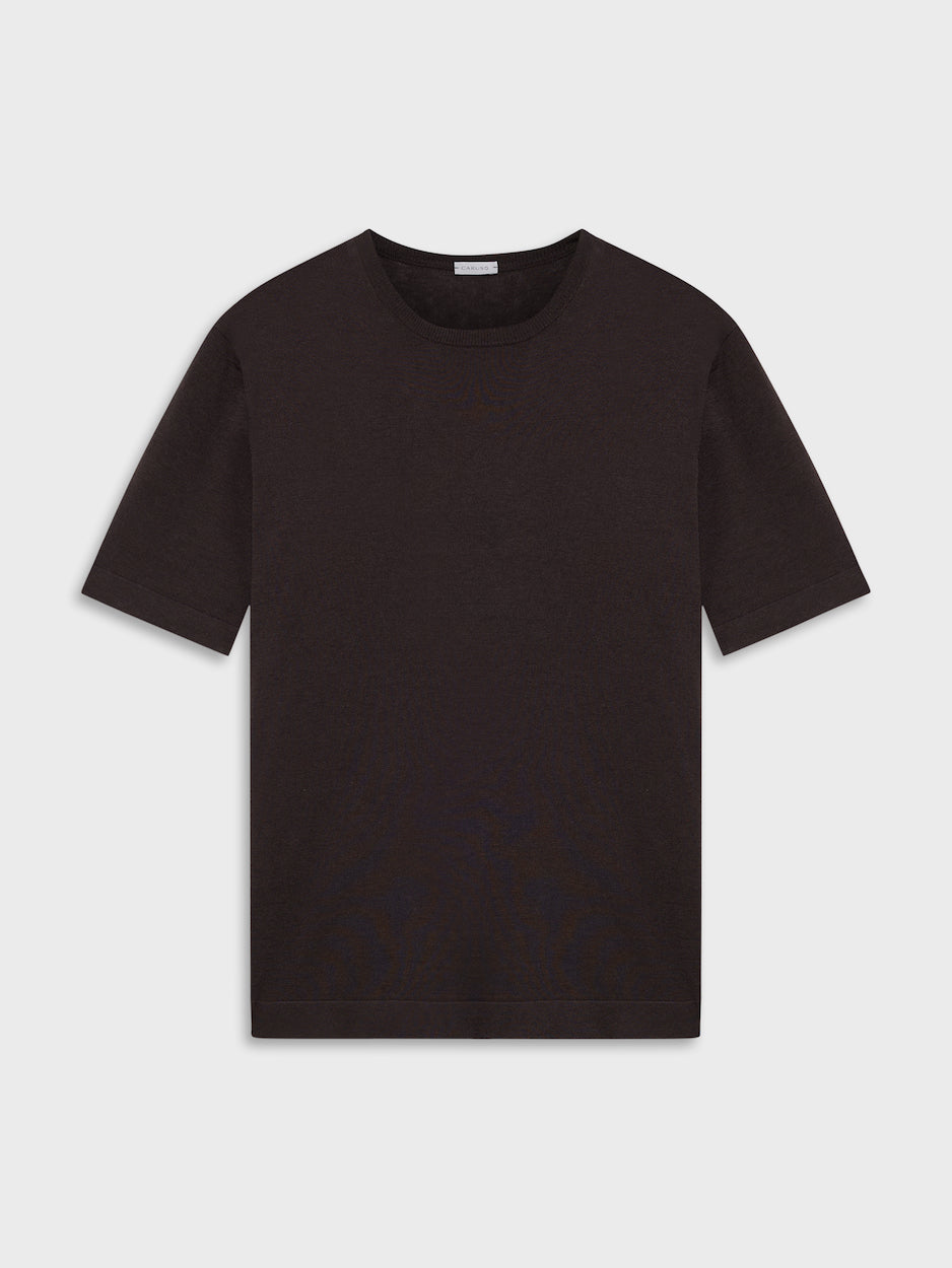 Caruso Menswear Abbigliamento Uomo T-shirt T-shirt in maglia di cotone marrone look 1