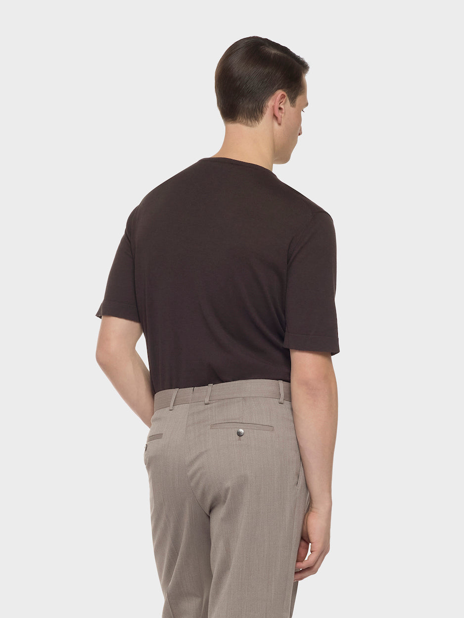 Caruso Menswear Abbigliamento Uomo T-shirt T-shirt in maglia di cotone marrone look 4