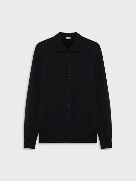 Caruso Menswear Abbigliamento Uomo Polo Polo a maniche lunghe in cotone nera look 1