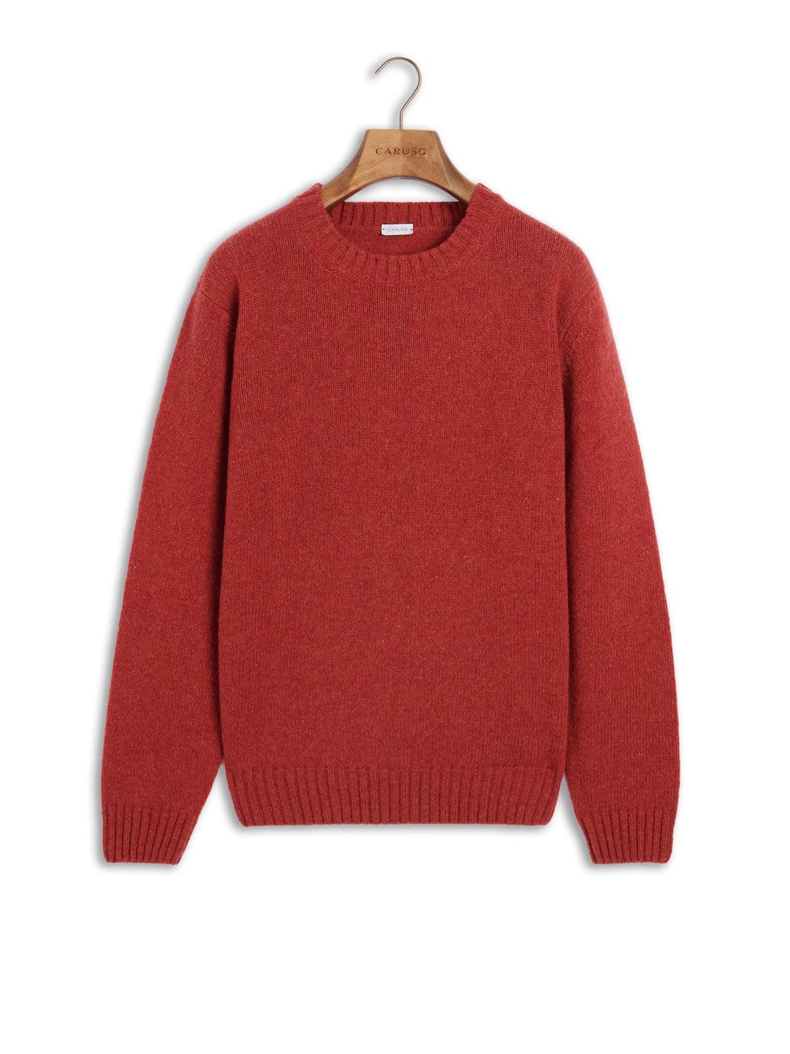 Maglia girocollo in lana Shetland rossa