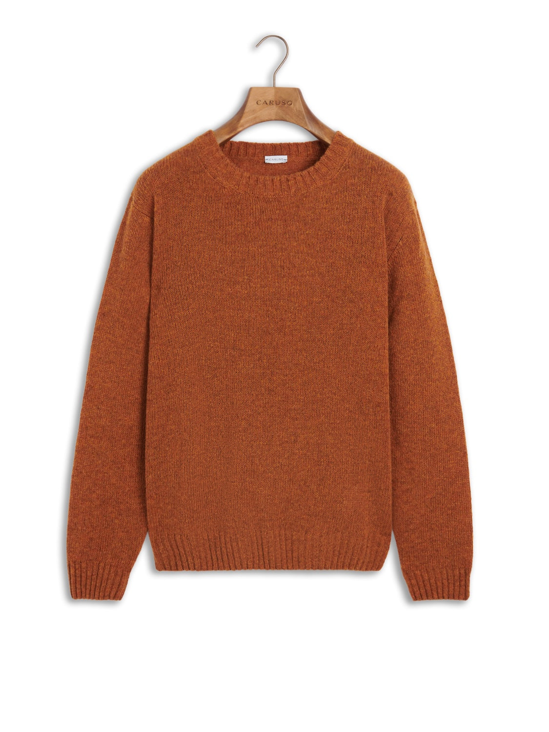 Crewneck sweater in burgundy Shetland wool