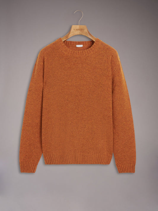 Maglia girocollo in lana Shetland rossa