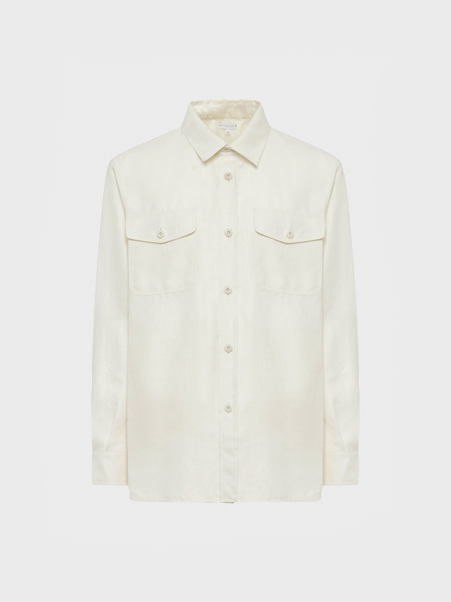 Caruso Menswear Abbigliamento Uomo Overshirt Overshirt in lino lana bianco look 1