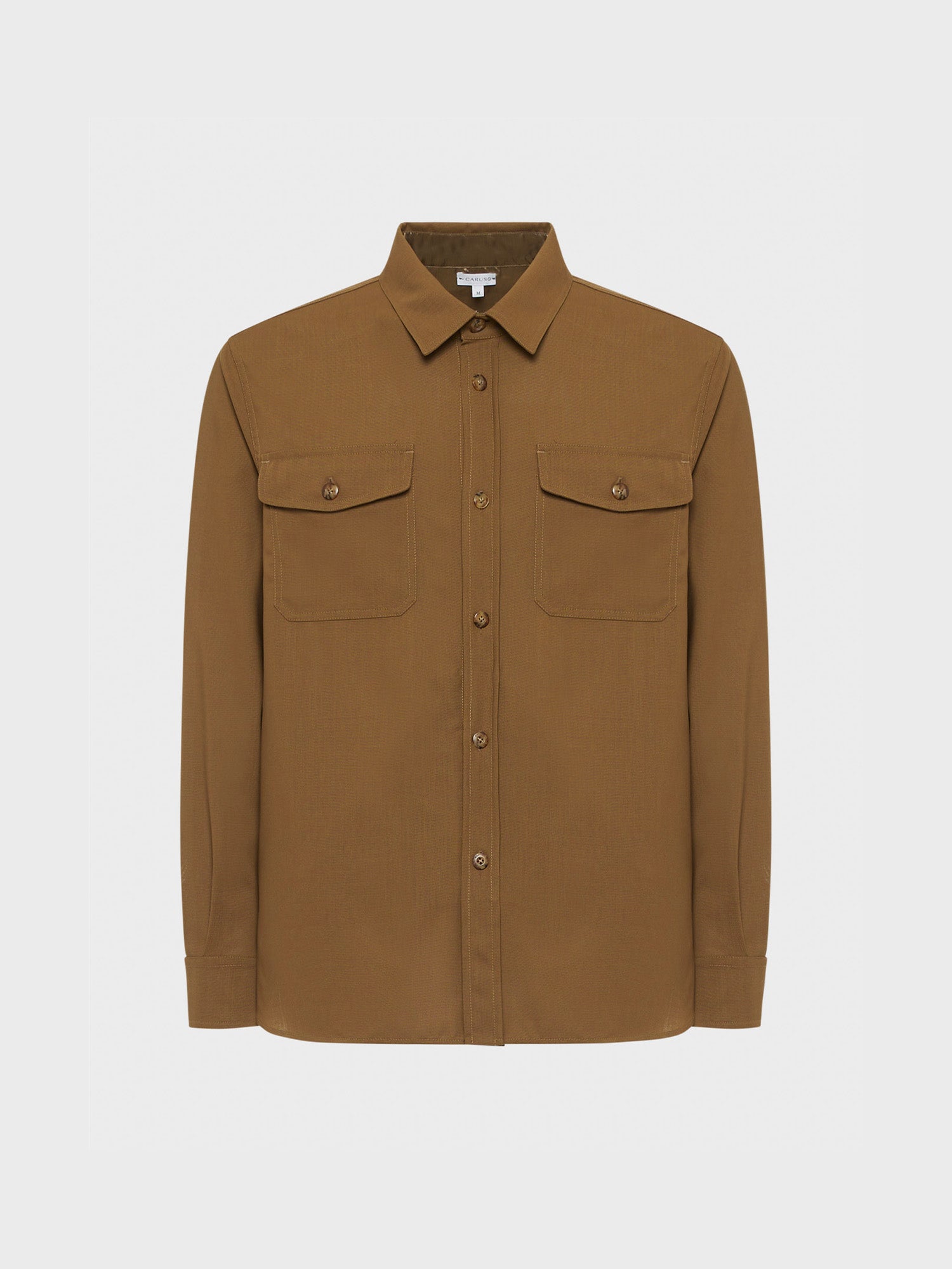 Caruso Menswear Abbigliamento Uomo Overshirt Overshirt in tropical di lana marrone houdini look 1