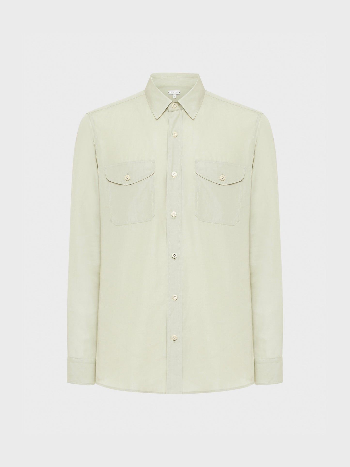 Caruso Menswear Abbigliamento Uomo Camicie Camicia in tencel verde salvia look 1