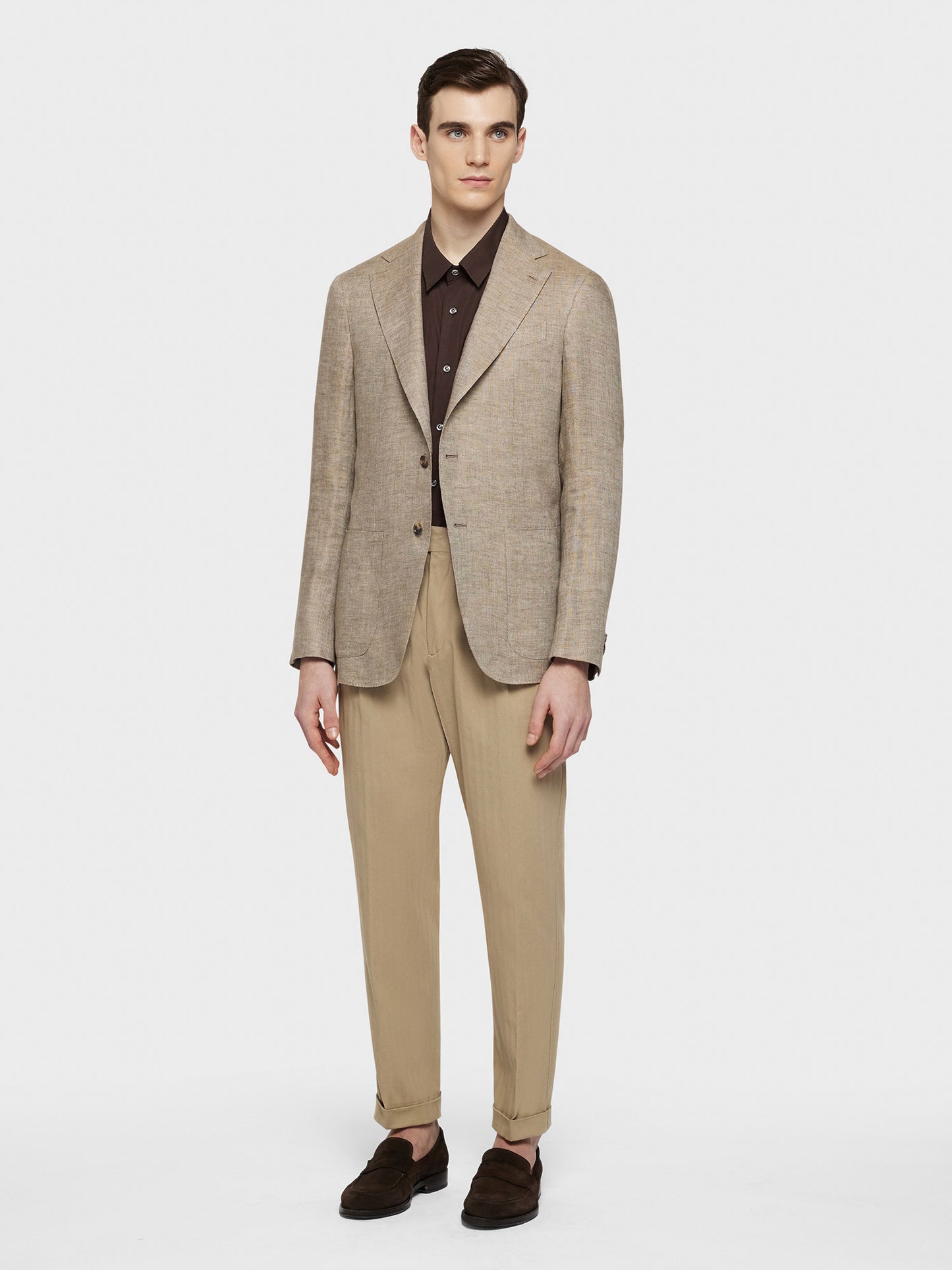 Caruso Menswear Abbigliamento Uomo Camicia in cotone marrone total look